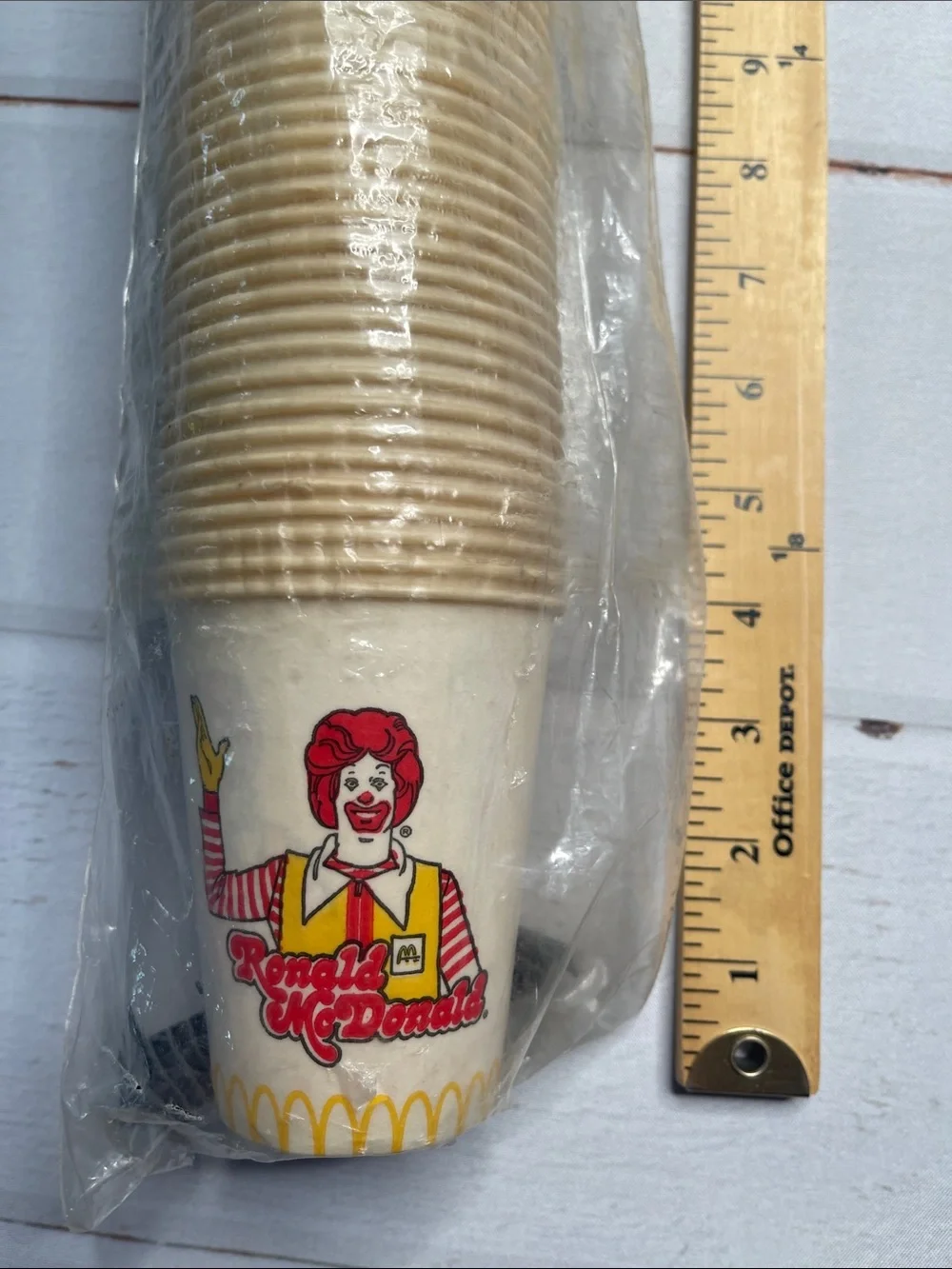 Vintage McDonald’s Courtesy Cups Disposable Sleeve 90 Waxed Ronald Logo